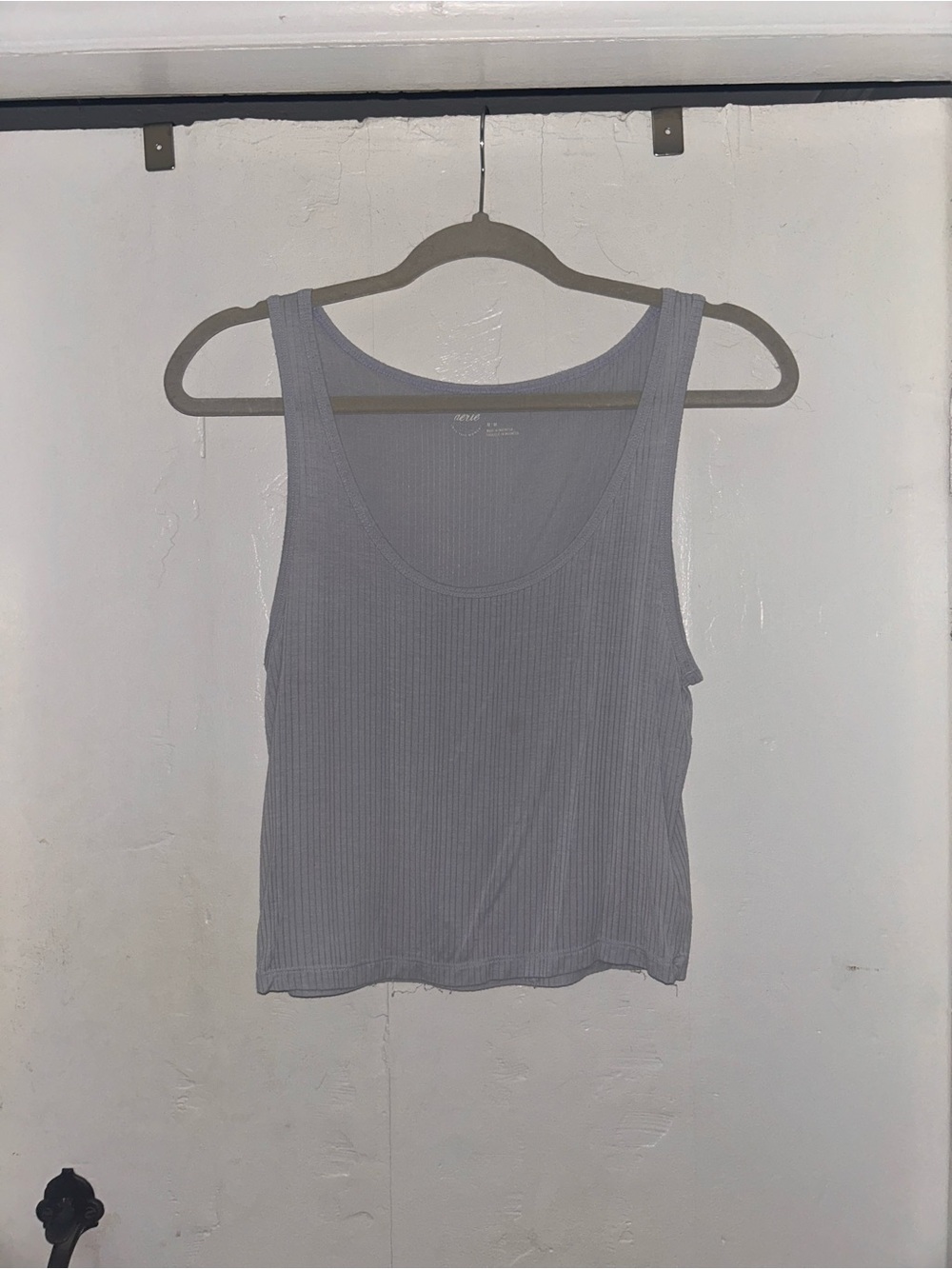 aerie Ribbed Scoop Tank Top - Light Gray